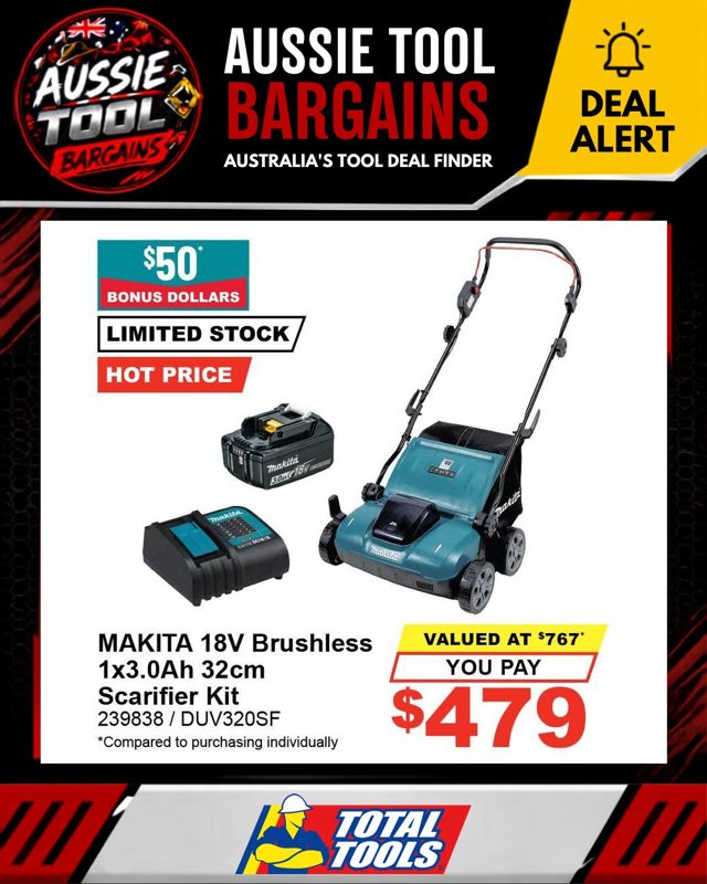 MAKITA 18V Brushless 1x3.0Ah 32cm Scarifier Kit 239838 / DUV320SF